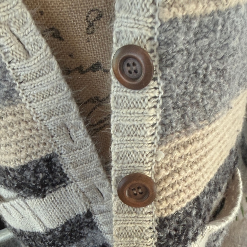 BKE Cozy Striped Cardigan - Black, Gray, Cream - Picture 3 of 6